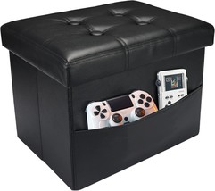 Amassmile Folding Storage Ottoman Foot Rest Stool With Side Pocket, 16, ... - $37.93