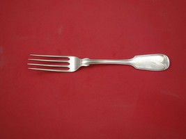 Fiddle Thread by HT Deburn &amp; Bros Coin Silver Dinner Fork 8&quot; Vintage Fla... - $137.61