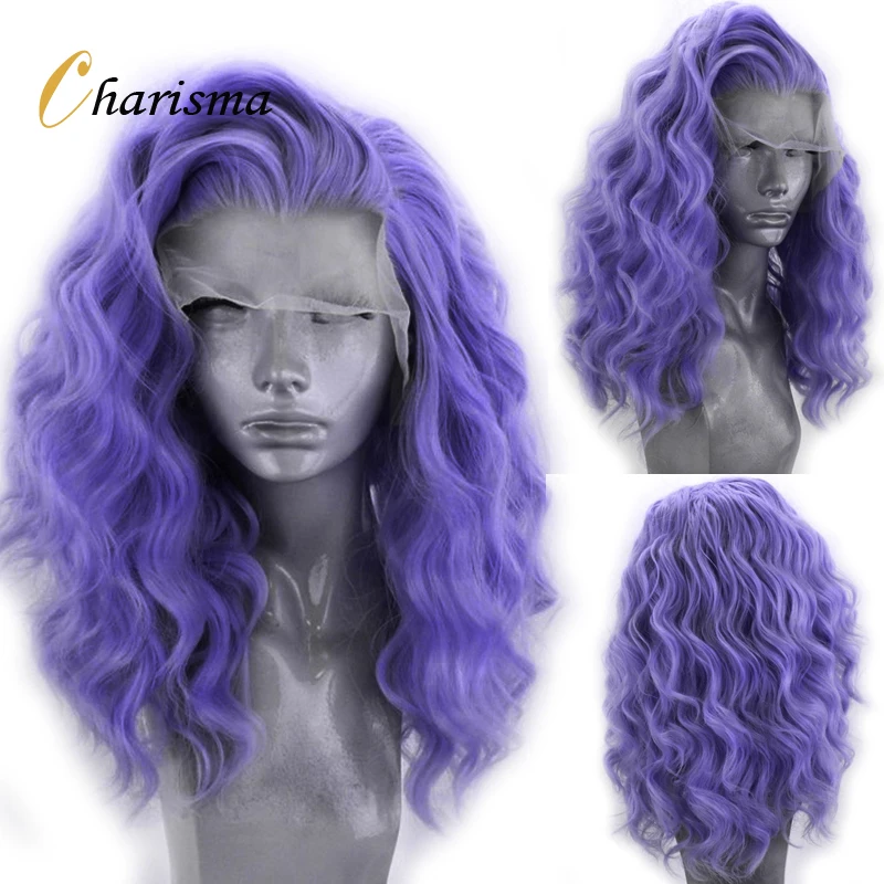Charisma Lace Front Wig Purple Color Short Wigs for Women Heat Resistant Fiber - £40.85 GBP+
