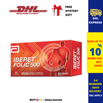 5 x Abbott Iberet Folic 500 Iron Vitamin C, B Complex, Folic Acid 30 Tab... - $94.64