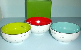 Kate Spade 3 PC Mini Bowl Set Vintage Ornaments Pattern Blue/Green/Red New - £27.89 GBP