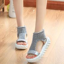 Comfortable Casual Wool Women&#39;s Sandals New Arrival Knit Platform Shoes - £20.77 GBP