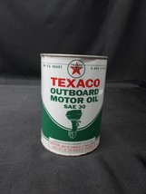 Vintage CLEAN Texaco Outboard Motor Oil Metal Quart Can FULL New Old Stock - $68.56 CAD
