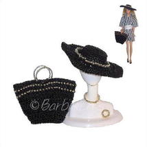 BEAD HAT TOTE Accessory Set Blk/Gold for Barbie Silkstone FR Tressy Fashion Doll - £10.38 GBP