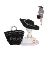 BEAD HAT TOTE Accessory Set Blk/Gold for Barbie Silkstone FR Tressy Fash... - $12.99