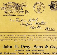 John Pray Carpets Upholstery 1894 Advertisement Victorian Monongahela PA... - $19.99