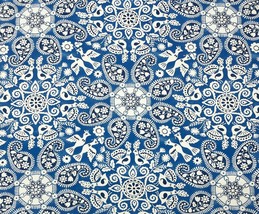 Pkl Studio Od Peruvian Craft Tide Blue White Outdoor Cushion Fabric By Yard 54&quot;W - £10.41 GBP