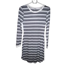 Charlotte Rousse Striped Gray White Long Sleeve T Shirt Dress Size Small... - $5.54
