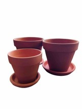 Terra Cotta Pots with Saucer 3 Pack 6&quot; &amp; 4.25&quot; Clay Pot Ceramic Pottery Planter - £17.40 GBP