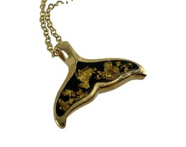 Gold Tone Whale Tail Pendant Necklace 18&quot; Ocean Sea Life Souvenir Alaska - £11.67 GBP
