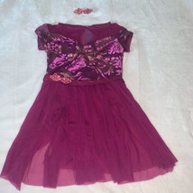Intermediate Child Weissman Dance Costume Skirted Leotard Dark Pink Burgundy  - £18.77 GBP