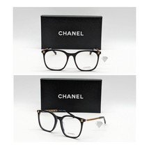 New Chanel Ch3435 Square Acetate Eyeglasses Black &amp; Gold Frame - $215.60