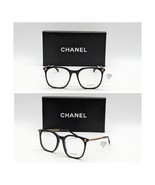New Chanel Ch3435 Square Acetate Eyeglasses Black &amp; Gold Frame - $295.16 CAD