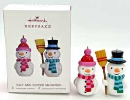 2018 Hallmark Salt and Pepper Snowmen Ornament Set SKU U31 - £11.98 GBP