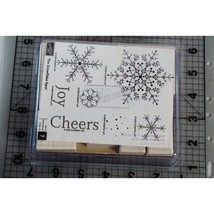 NEW!! 2006 Stampin Up! The Snowflake Spot Wood Mount Rubber Stamp 7 Piece Set - £14.77 GBP