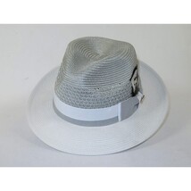 Men's Bruno Capelo Belvedere 2-Tone Straw Style Fedora Hat BD970 Gray/White image 3