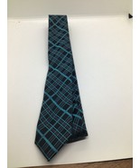 ALFANI Necktie Tie 100% Polyester Black, blue Plaids  - $11.88