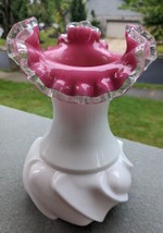 Vintage Large Fenton Peach Crest Vase Wave Crest - $69.00