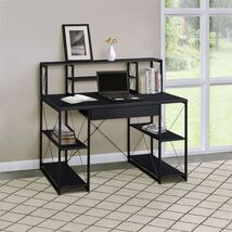 Black Office Desk with Open Shelves and Hutch - $304.67