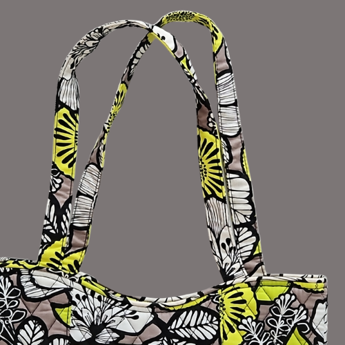 Vera Bradley Curvy Tote Citron Black Citrus White Gray - $49.49