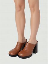 Women Sandals Aqua Women Heeled Brown Leather Sandals Size 6.5 M - $19.79