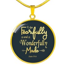 Fearfully &amp; Wonderfully Necklace 18k Gold Stainless Steel Circle Pendant 18-22&quot; - £41.62 GBP+