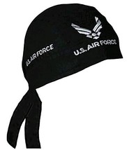 Air Force Doo Rag Durag Cap Black Head Wrap Silver Wings Logo Emblem - £8.96 GBP