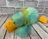 green blue yellow plush duck duckling lying down yellow ribbon bow flopp... - $20.36