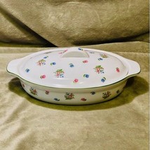 Vintage Petite Fleur by Andrea 1L Oval Covered Porcelain Cassarole Dish-... - $20.79