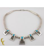 925 Sterling Silver &amp; Turquoise &#39;Stair&quot; Necklace - €915,58 EUR