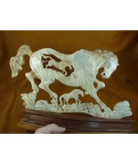 horse-10) wild Horses of shed ANTLER figurine Bali detailed carving stal... - £267.98 GBP