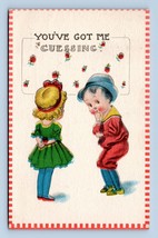 Comic Romance Children You&#39;ve Got Me Guessing 1913 DB Postcard N9 - £3.83 GBP