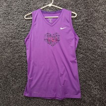 Nike Pro Combat Running Shirt Women Large Purple Fitted Dri Fit 1/2 Mara... - £13.11 GBP