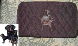 Belvah Quilted Fabric ROTTWEILER Dog Breed Zip Around Brown Ladies Wallet - $13.99