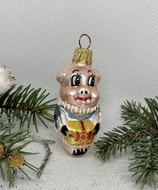 A little pig glass Christmas handmade ornament,Luxury Christmas glass decoration - £6.00 GBP