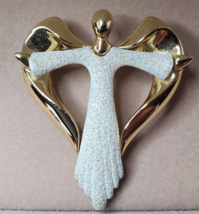 Abstract Angel Pin Shimmer Enamel Gold Tone Vintage Estate 2.25in - $14.80