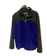 Lands&#39; End Ladies Fleece Zip Up Jacket Blue And Grey Size Large - $14.46