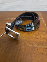 Brighton Black Leather Multicolor Beaded Skinny Belt Silver Buckle 32” 1... - $22.95