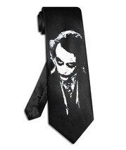 Batman Joker tie black satin silk hand-painted Heath Ledge necktie - $28.00