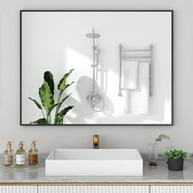 Bathroom Mirror 30X40, Black Wall Mounting Mirrors 40X30 Inch, Metal Frame - £102.69 GBP
