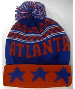 Atlanta Men&#39;s Thick Warm Winter Knit Cuffed Beanie Toboggam Hat Red/Roya... - £11.95 GBP