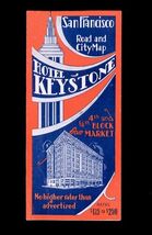 HOTEL KEYSTONE San Francisco CA  ROAD &amp; CITY MAP - Gray Line Tours 1930's - $8.86