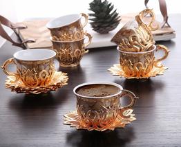 LaModaHome Espresso Coffee Cups with Saucers Set of 6, Porcelain Turkish Arabic  - £35.19 GBP