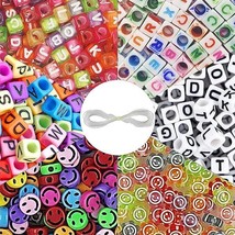 Beads for Jewelry Art and Craft1300 Alphabet 4 Types and 80 Smile Beads 2 Types - £21.22 GBP
