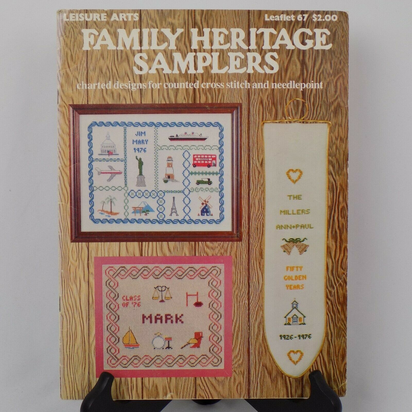 Vintage Cross Stitch Family Heritage Samplers Leisure Arts Leaflet 67 1976 - $5.95