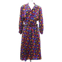 ELIZABETH by Liz Claiborne Dress 100% SILK Colorful Floral Vintage 80&#39;s - £85.04 GBP