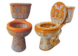 Mexican Talavera Ceramic Toilet Hand Painted- Acapulco Oro - - $22,462.85 MXN