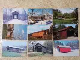 Vintage Lot Of 9 Postcards Covered Bridges Noble County Ohio - £8.55 GBP