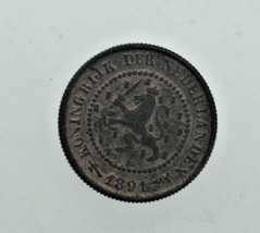1891 Néerlandais 1/2 Cents Pièce de Monnaie En Au État Km#109 Bronze - $1,043.82 MXN