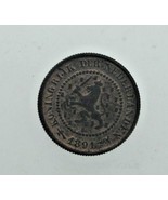 1891 Néerlandais 1/2 Cents Pièce de Monnaie En Au État Km#109 Bronze - $1,028.38 MXN